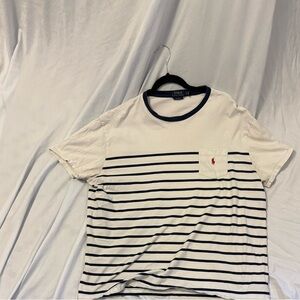 Ralph Lauren Men's White and Black Striped Tee